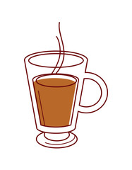 Transparent glass cup of hot coffee isolated illustration