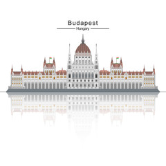 The Hungarian Parliament huge building. Architecture of Hungary. 
