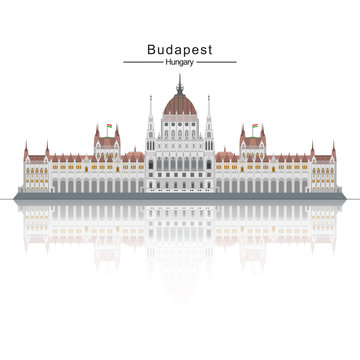The Hungarian Parliament huge building. Architecture of Hungary. 