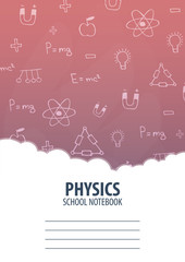Physics School Notebook template. Back to School background. Education banner.