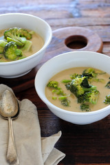 Homemade soup with broccoli, balanced meal