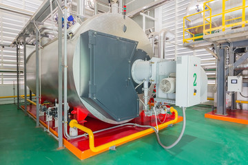 Gas boilers in gas boiler room for steam production