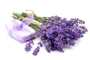 Zelfklevend Fotobehang Lavendel Lavendel en zeep