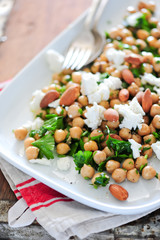 Homemade salad with peas, balanced meal