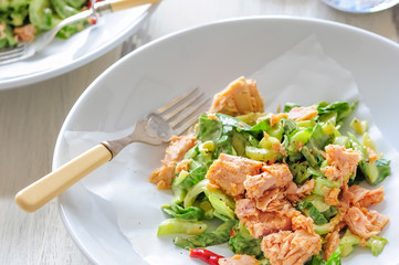 Homemade salad with tuna , balanced meal