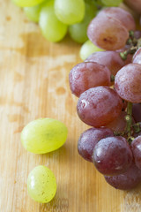 Closeup of fresh grapes on the table.