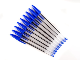 Blue ballpoint pens