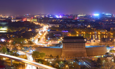 Fototapeta na wymiar Deshengmen Arrow Tower scenery at night,Beijing,China.