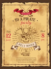 Pirate Party Drawn Poster