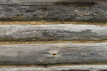 Old log cabin wooden background