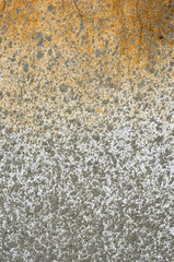 Cement spray rust on a metal white sheet
