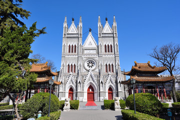 Fototapeta na wymiar Catholic Church of the Saviour in Beijing,China.