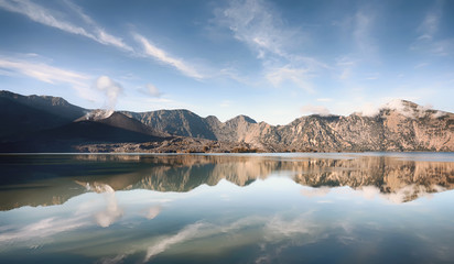 Panorama of Segara Anak on Mount Rinjani crater lake © Leo Lintang