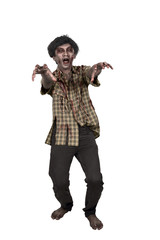 Portrait of asian zombie man with hand to reach you