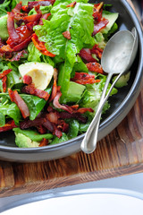 Salad with meat and cheese, balanced meal