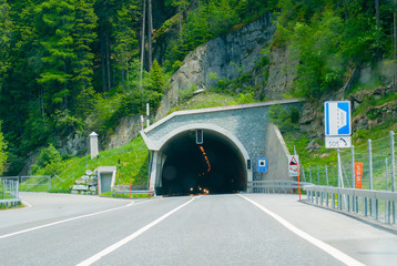 tunnel entrance with emergency sos sign