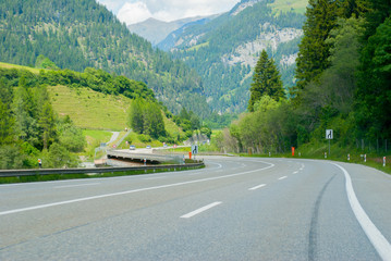 high-speed road between high mountains