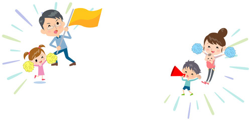 family 2 generations Support cheering