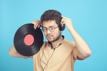 Guy with a vinyl record