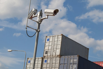 Surveillance camera at container harbor