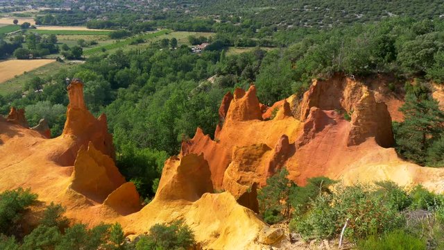 Panning shot of Colorado Provencal in Provence, France.