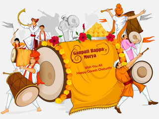 Lord Ganpati for Happy Ganesh Chaturthi festival celebration of India - obrazy, fototapety, plakaty