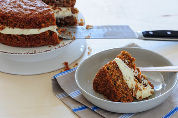 Homemade chocolate cake with cream