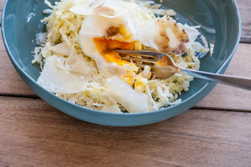 Homemade salad with eggs, balanced meal