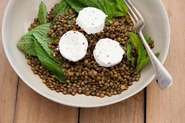 Homemade salad with peas, balanced meal