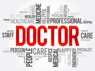 Doctor word cloud collage, healthcare concept background