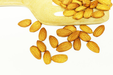 almonds on white background