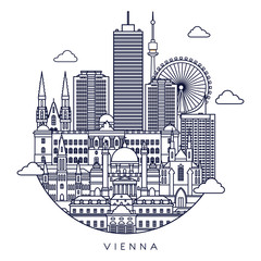 Vienna skyline. Vector line illustration - 167883735