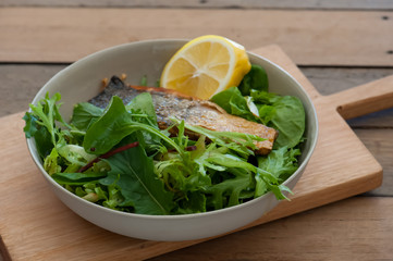 Homemade salad with fish, balanced meal