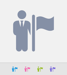 Businessman Holding Flag - Granite Icons. A professional, pixel-perfect icon designed on a 32x32 pixel grid and redesigned on a 16x16 pixel grid for very small sizes