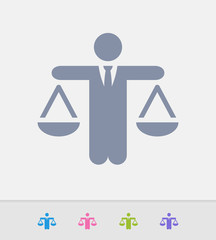 Businessman Holding Scales - Granite Icons. A professional, pixel-perfect icon designed on a 32x32 pixel grid and redesigned on a 16x16 pixel grid for very small sizes