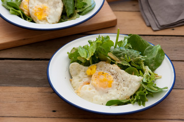 Homemade salad with eggs, balanced meal