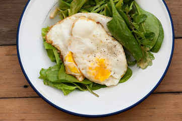 Homemade salad with eggs, balanced meal