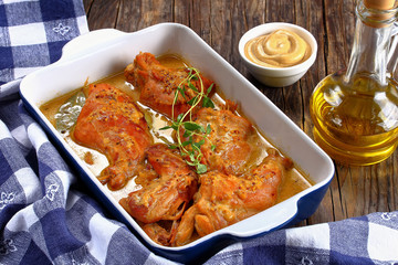 Rabbit braised in mustard cream sauce