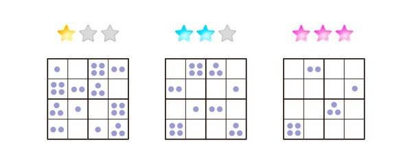 vector illustration. Sudoku for kids with pictures at different levels of complexity. Logic game for preschool children. Educational game. rebus. point.