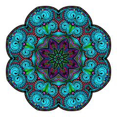 Oriental stylized Ornament color card with mandala. Vintage decorative elements. Hand drawn background. Logo.