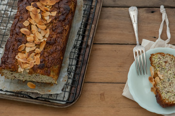 Homemade cake with honey and almond