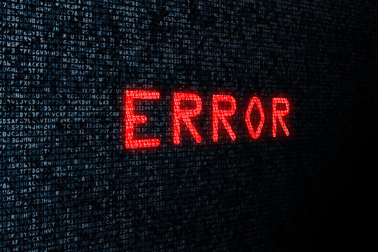 Computer digital background with concept of Internet security and bug report. Error message on source code background