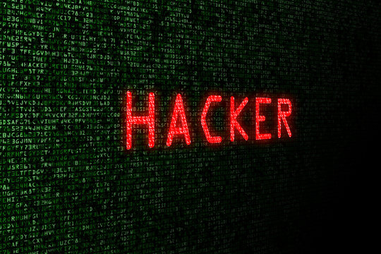 Computer digital background with concept of Internet security and hacker attack. Hacker message on source code background