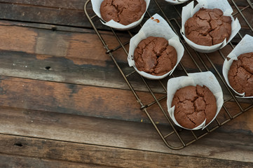 Homemade muffins with chocolate