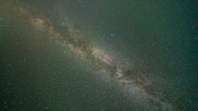 The milky way time lapse with asteroids skyfall in august. no clouds