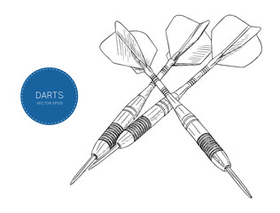 green arrow darts. sketch vector.