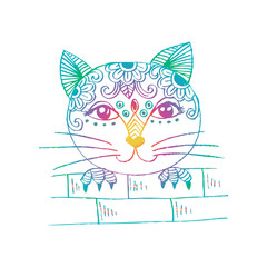 Cute cat peeping. Cartoon style.