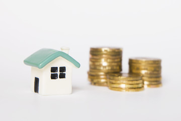 Mortgage concept. Money and house