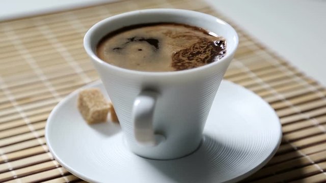 A cup of hot strong coffee