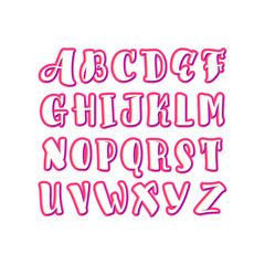 Vector Alphabet. Game font Unique Custom Characters. Hand Lettering for Designs - logos, badges, postcards, posters, prints. Modern brush handwriting Typography.